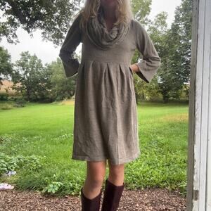 The Limited Taupe Knit Cowl Neck Sweater Dress XL Cozycore Boho Chic Fall